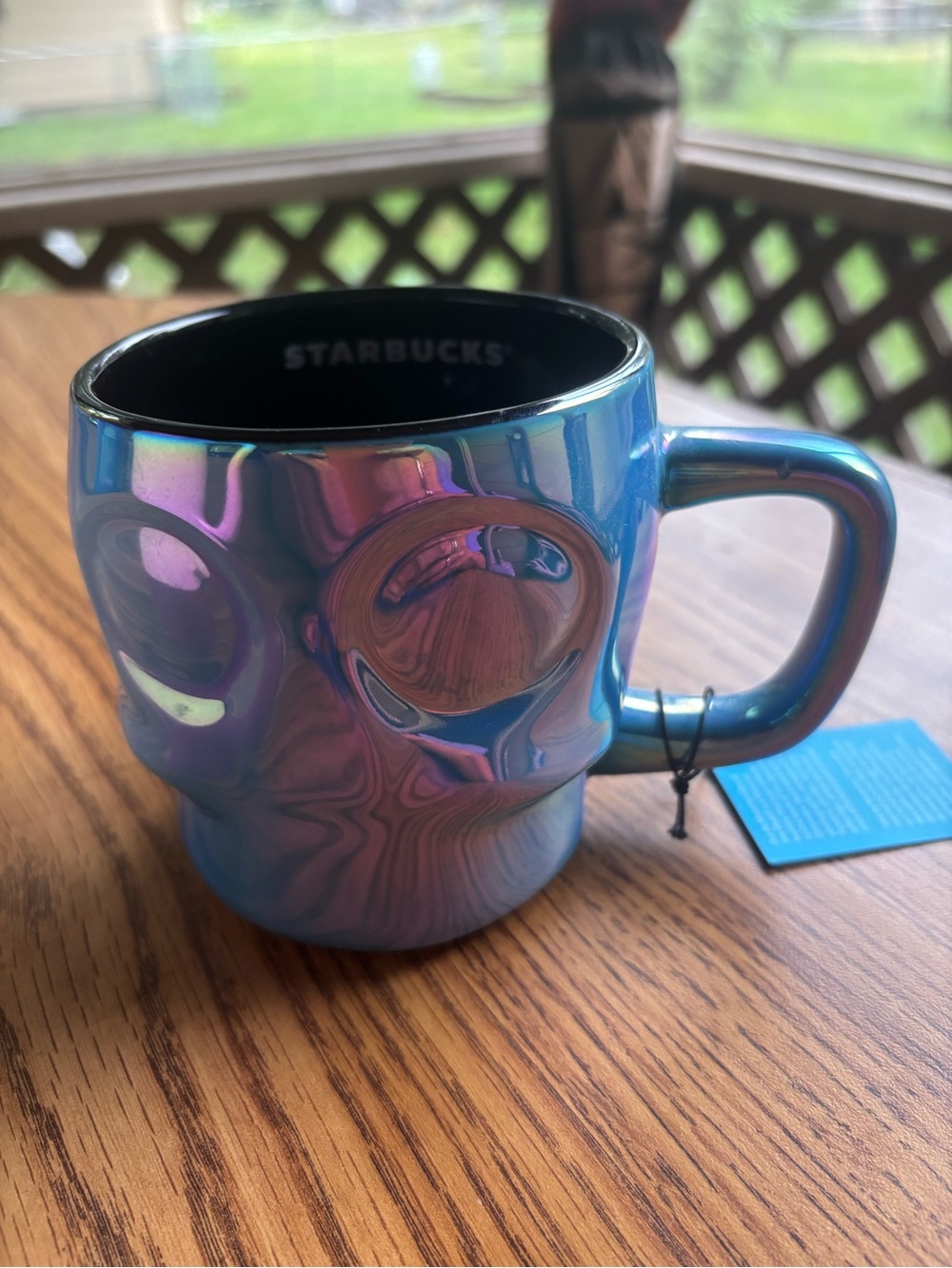 Starbucks Iridescent Blue-Purple Skull Ceramic Mug